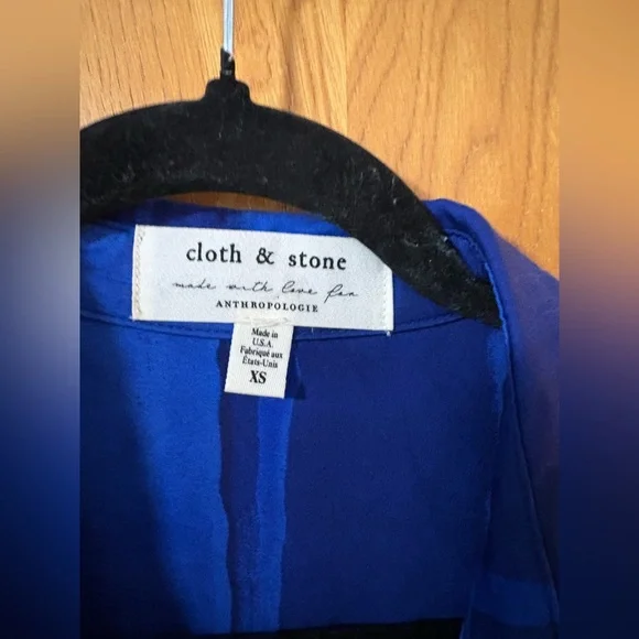 Anthropologie Cloth & Stone royal Blue Button Down Shirt XS - Picture 4 of 10